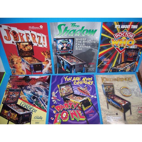 Pinball FLYERS Doctor Who Jokerz Shadow Lord Of The Rings Party Zone Lot #14 - Picture 1 of 2